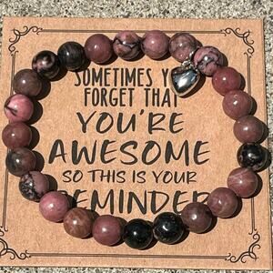 Stone Bracelet New You are Awesome  Positive Affirmation Stretches Gift Present